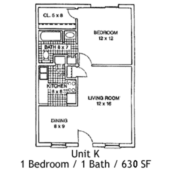 1 Bed 1 Bath B