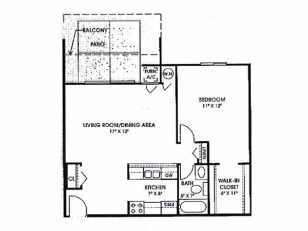 1 Bedroom, 1 Bath (A)