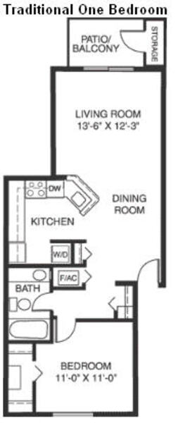 1 Bed 1 Bath Traditional