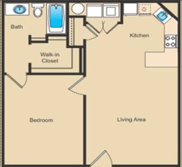 1 Bed 1 Bath (1B)
