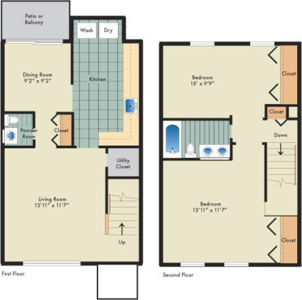 2 Bed 1.5 Bath Townhome