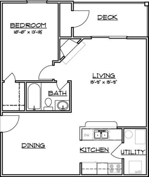 1 bed - 1 bath - walk-in closet - 748 sq ft
