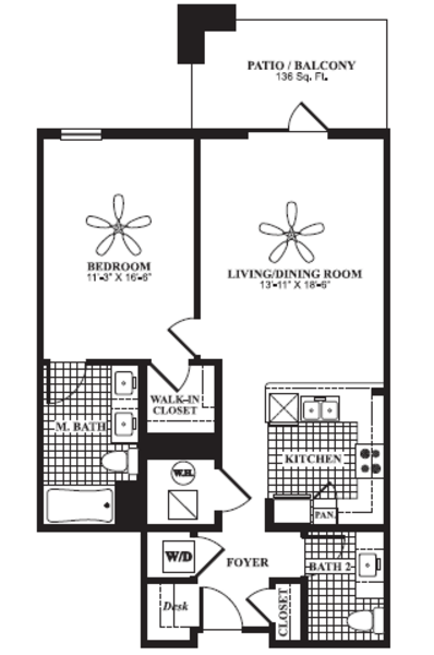 1 Bed 1.5 Bath (A8)