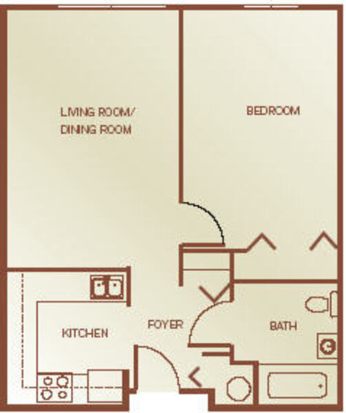 1 Bed 1 Bath (1B)