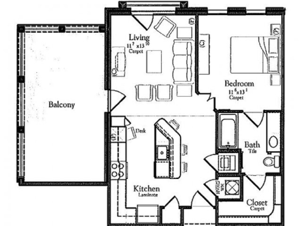 1 Bed 1 Bath (A3c)