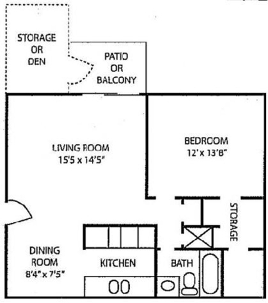1 Bed 1 Bath w/ Den