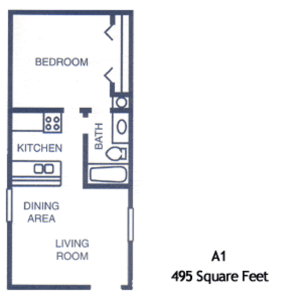 1 Bed 1 Bath (A1)