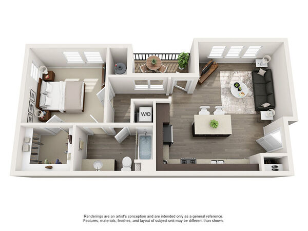 One bedroom floor plan A