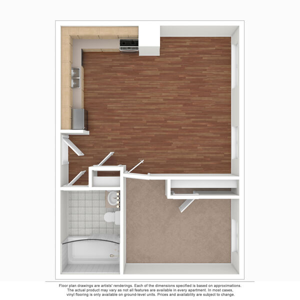1x1 E-R - 597 sq ft