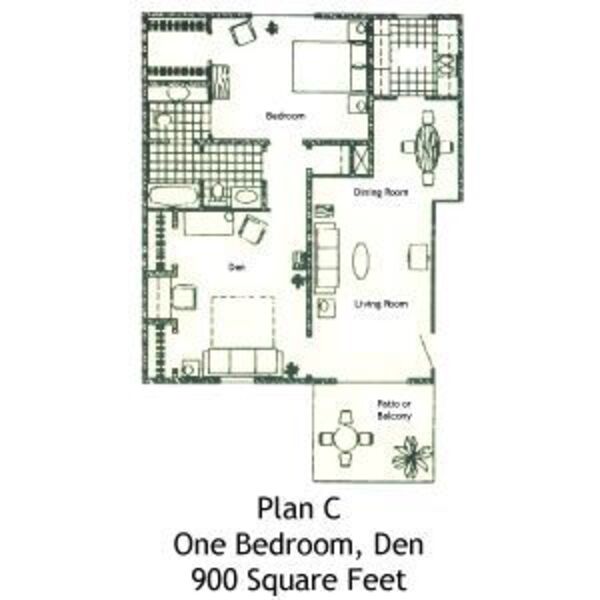 1 Bed 1.5 Bath (C)