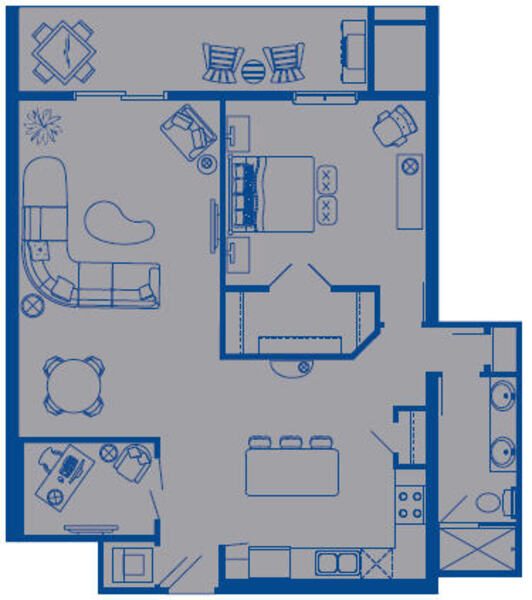 1 Bed 1 Bath (1C)
