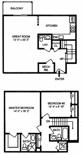 2 Bed 2.5 Bath Townhome (D)