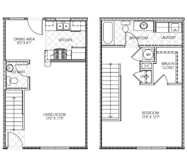 1 Bed 1.5 Bath Townhome (1BT)