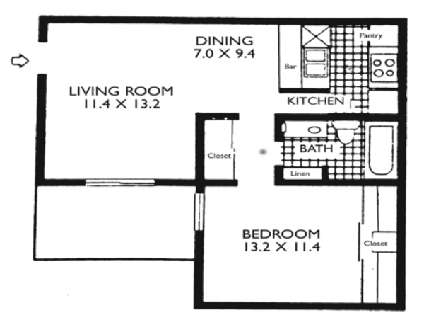 1 Bed 1 Bath