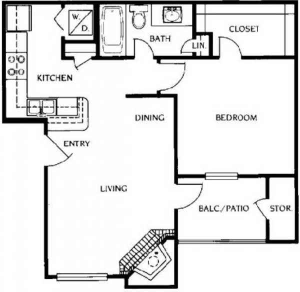 1 Bed 1 Bath (A1)