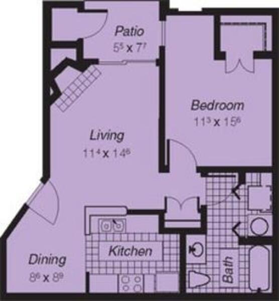 1 Bed 1 Bath (A1)