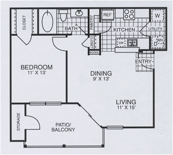 1 Bed 1 Bath (A1)