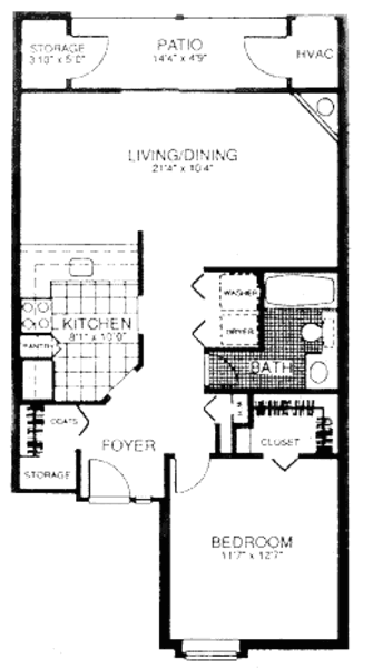 1 bedroom - 1 bathroom - 755 sq ft