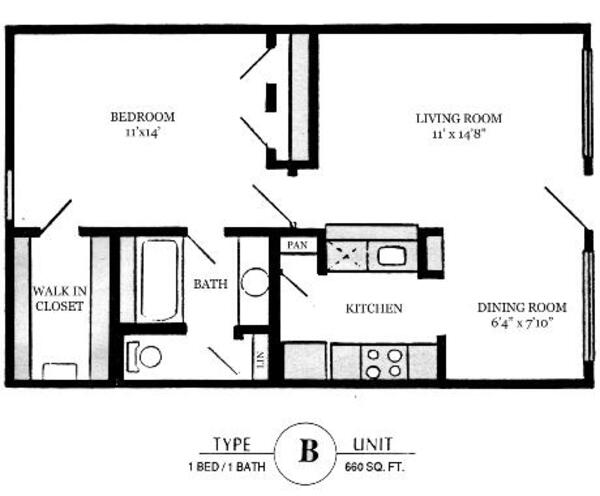 1 Bed 1 Bath (B)