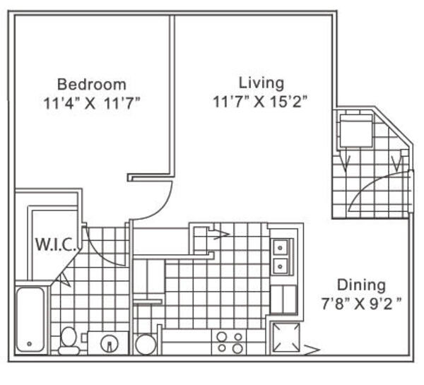 1 Bed 1 Bath (B)