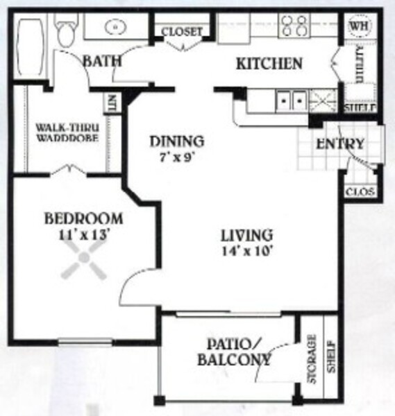 1 bedroom - 1 bathroom - 700 sq ft