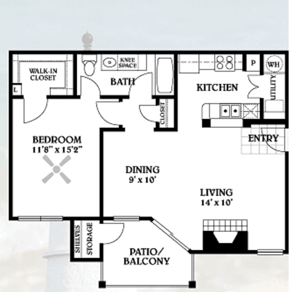 1 bedroom - 1 bathroom - 803 sq ft