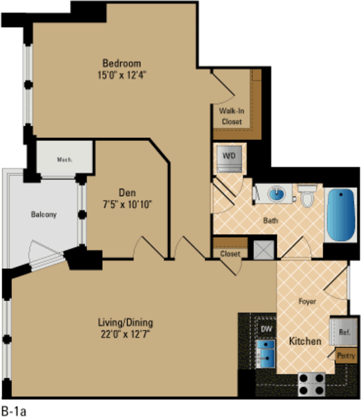 1 Bedroom/Den B1