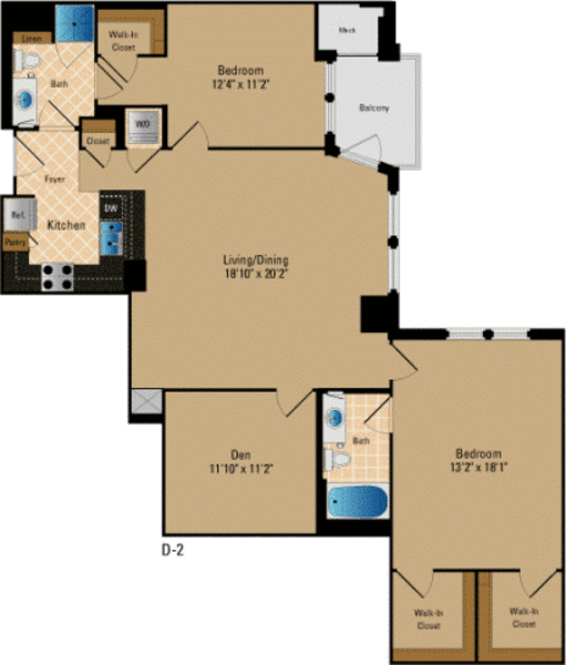 2 Bedroom/Den D2