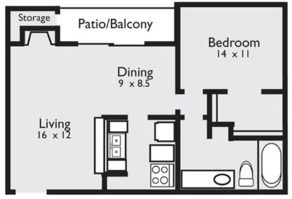 1 Bed 1 Bath