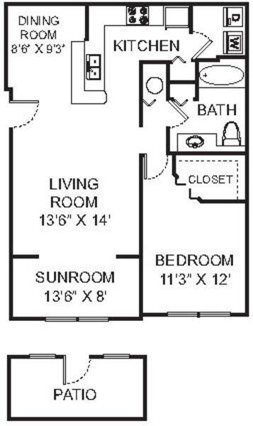 1 bedroom - 1 bathroom - 924 sq ft