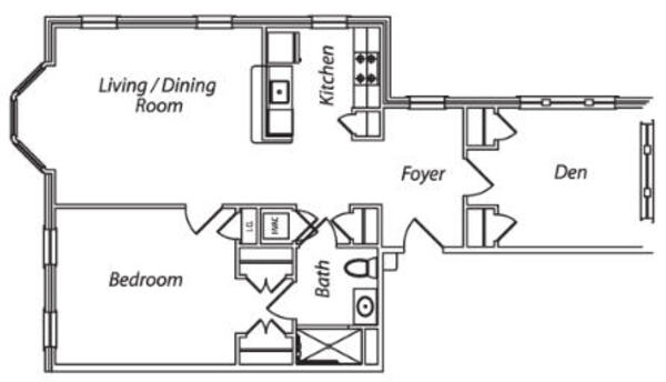 1 Bed 1 Bath w/Den