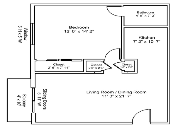 1 Bed 1 Bath