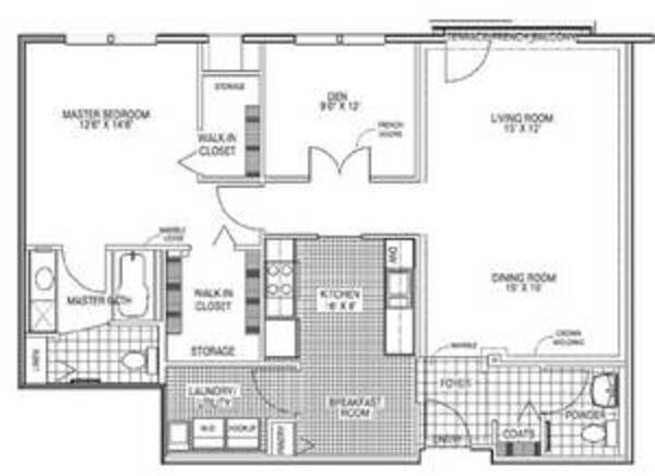 One Bedroom, One and a Half Bath with a Den (A4, A5)