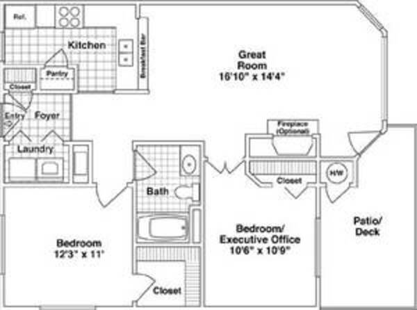 Azalea - Two bedroom, One Bath (A1, B)