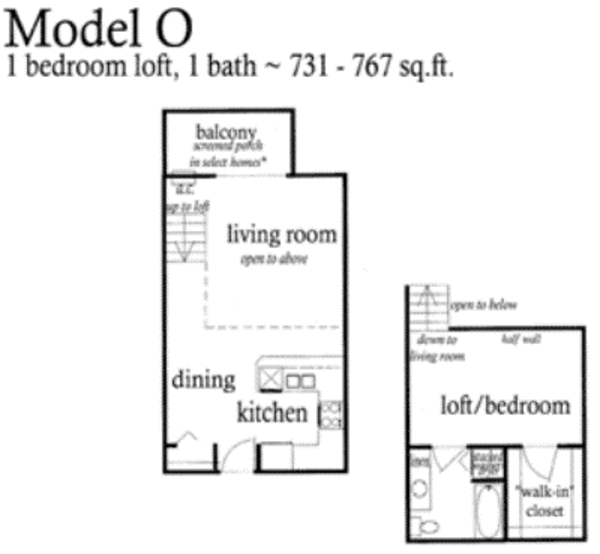 1 Bed 1 Bath Lofts (O)