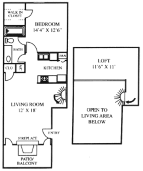 1 Bed 1 Bath Loft (1B)