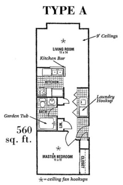 1 Bed 1 Bath (A)