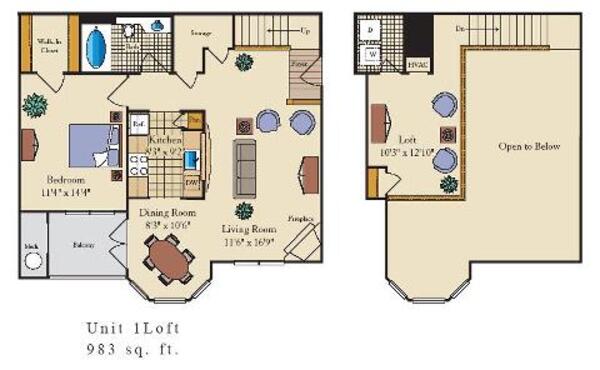 1 Bedroom/1 Bath w/Loft