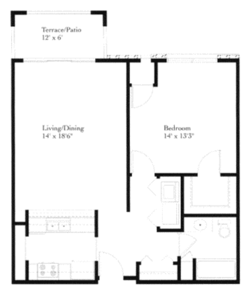 1 Bed 1 Bath (1A)