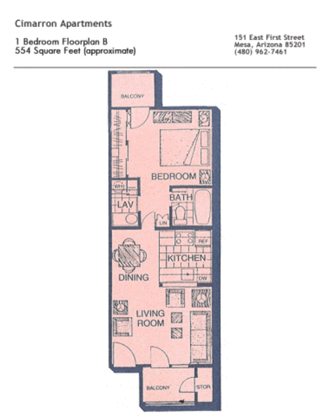 1 Bed 1 Bath (1B)