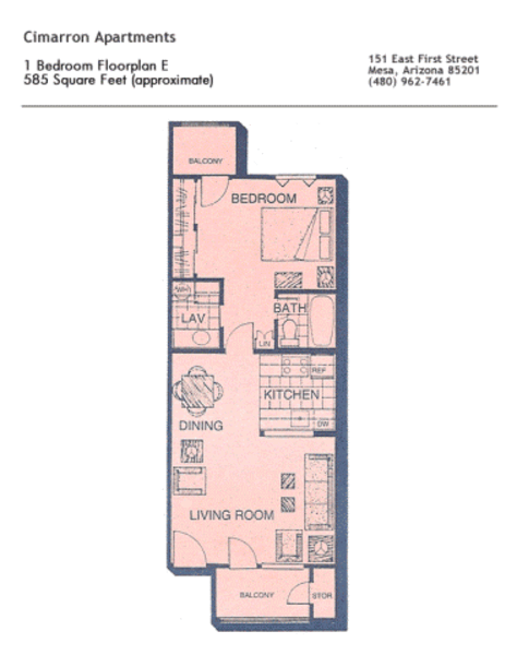 1 Bed 1 Bath (1E)