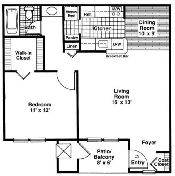 One Bedroom, One Bath
