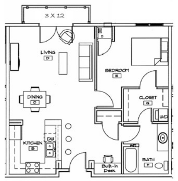 1 Bed 1 Bath (1B)
