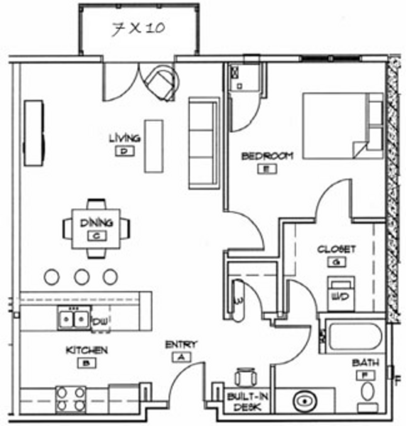 1 Bed 1 Bath (1C)