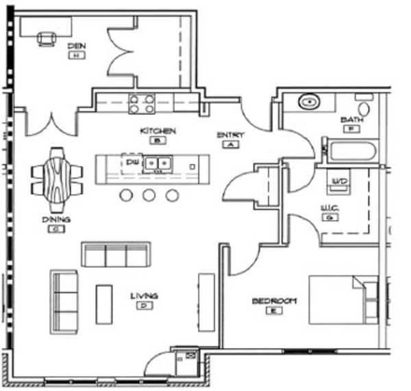 1 Bed 1 Bath (1D1)