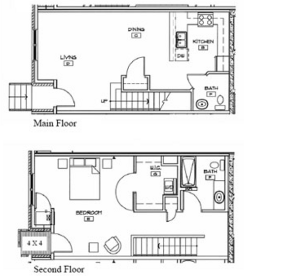 1 Bed 1.5 Bath (T1-B)