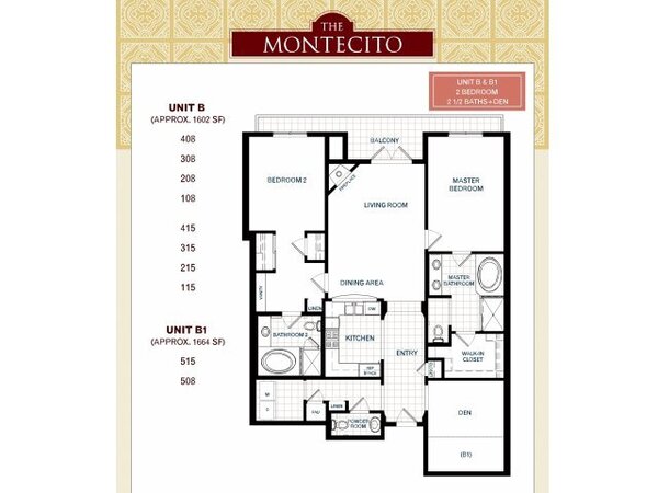 Two Bedroom, Plus Den - B1