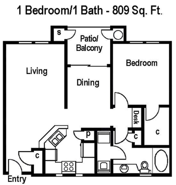 1 Bed 1 Bath (A3)