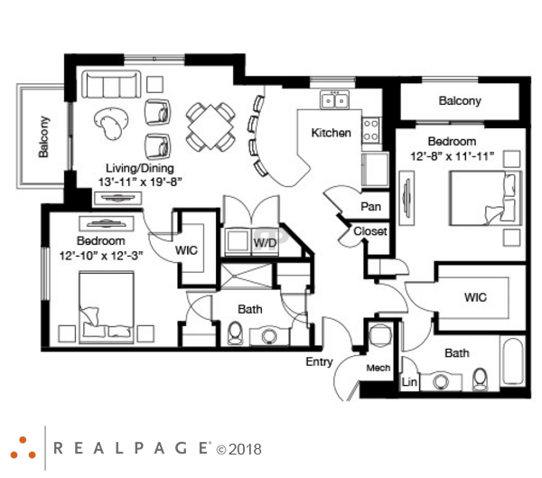 2 Bed 2 Bath (B12)