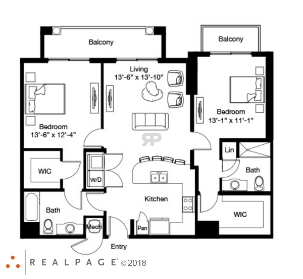 2 Bed 2 Bath (B9)